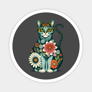 Flower Cat Art Design Magnet